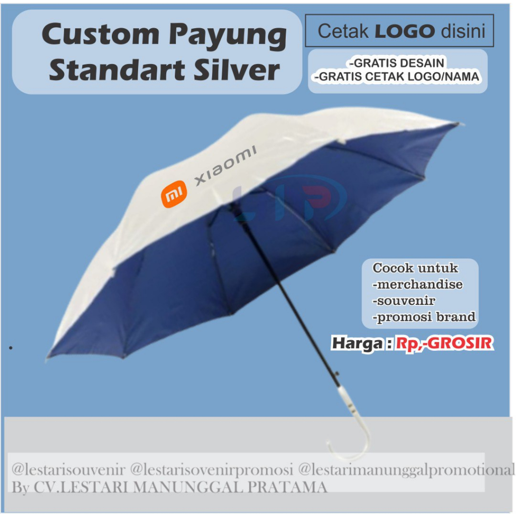 souvenir payung standart silver custom (PS-04) /Merchansie Gift/Souvenir Pernikahan/Souvenir Promosi