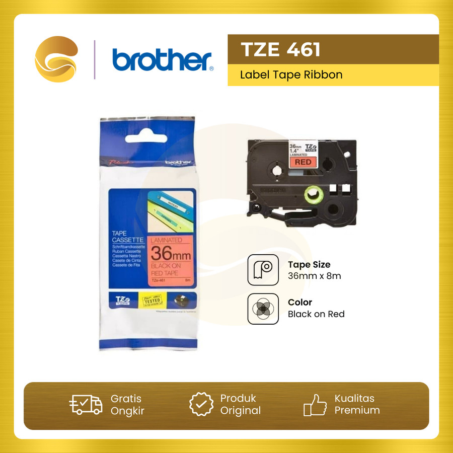 

BROTHER Label Tape TZE 461 36mm Black On Red