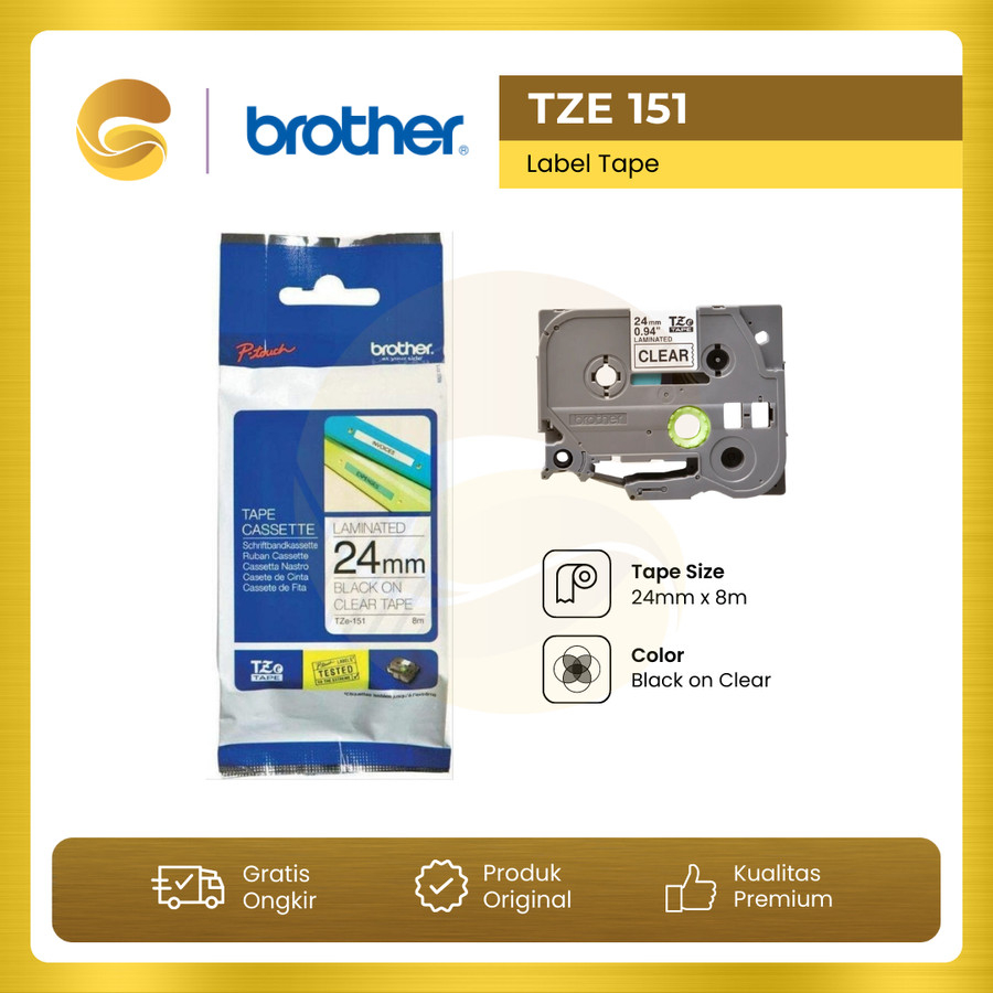 

BROTHER Label Tape TZE 151 24mm Black On Clear