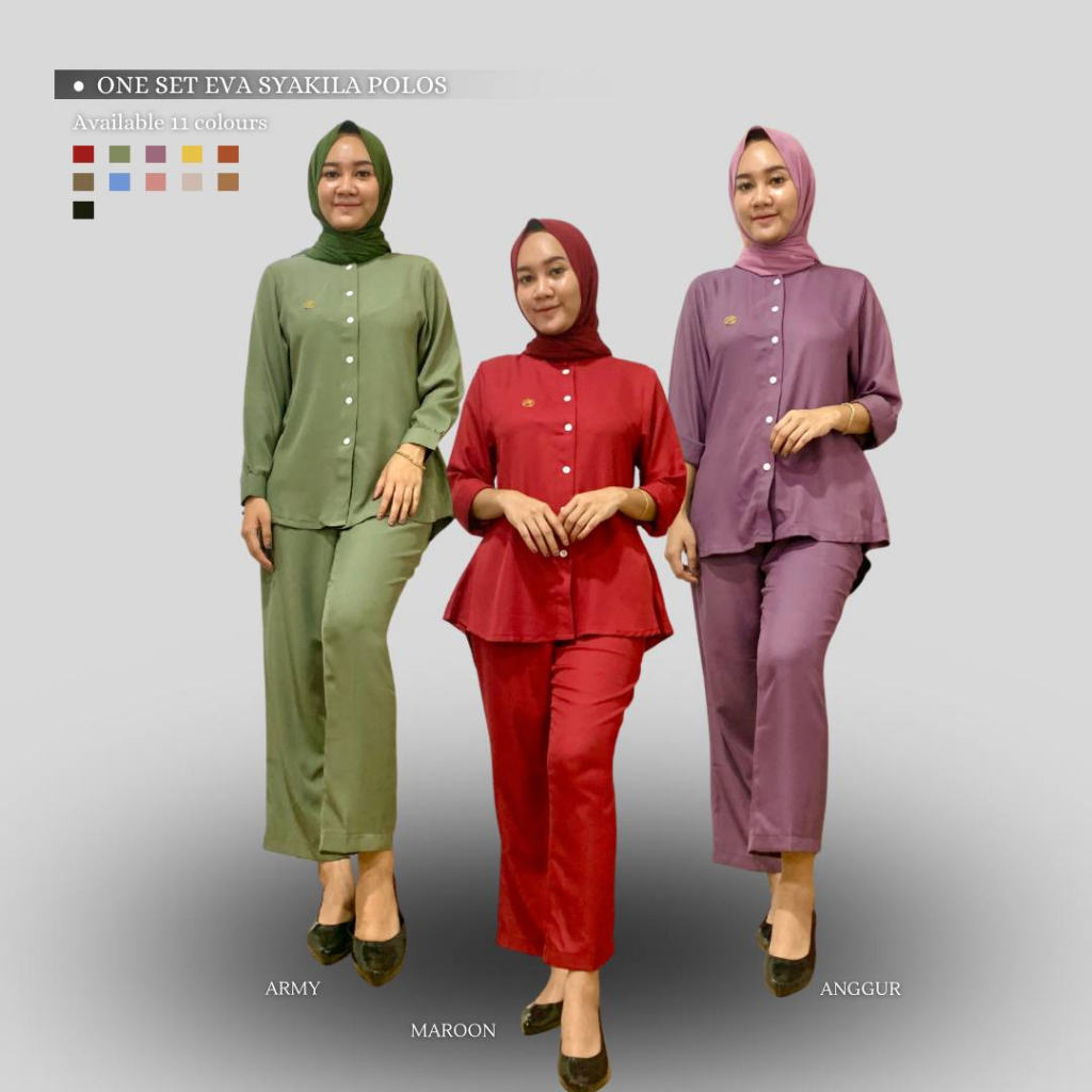 ONE SET EVA SYAKILA POLOS SET WANITA CASUAL SYAKILA