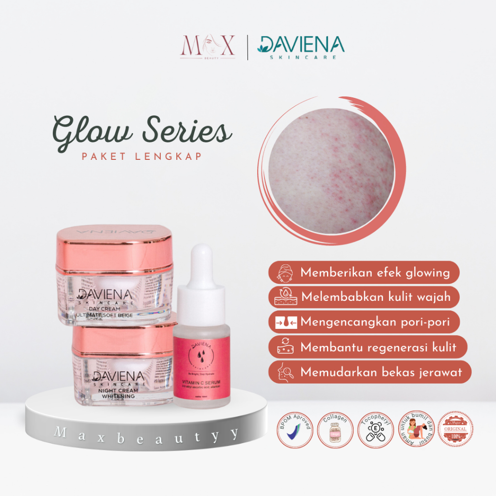 Glowing Series Daviena Skincare Serum, Day Cream dan Night Cream