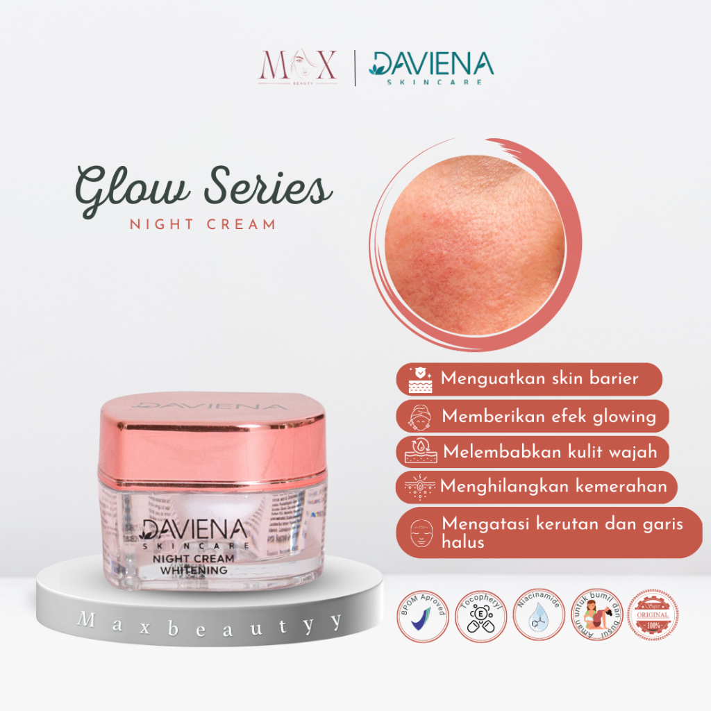 Glowing Series Daviena Skincare Serum, Day Cream dan Night Cream