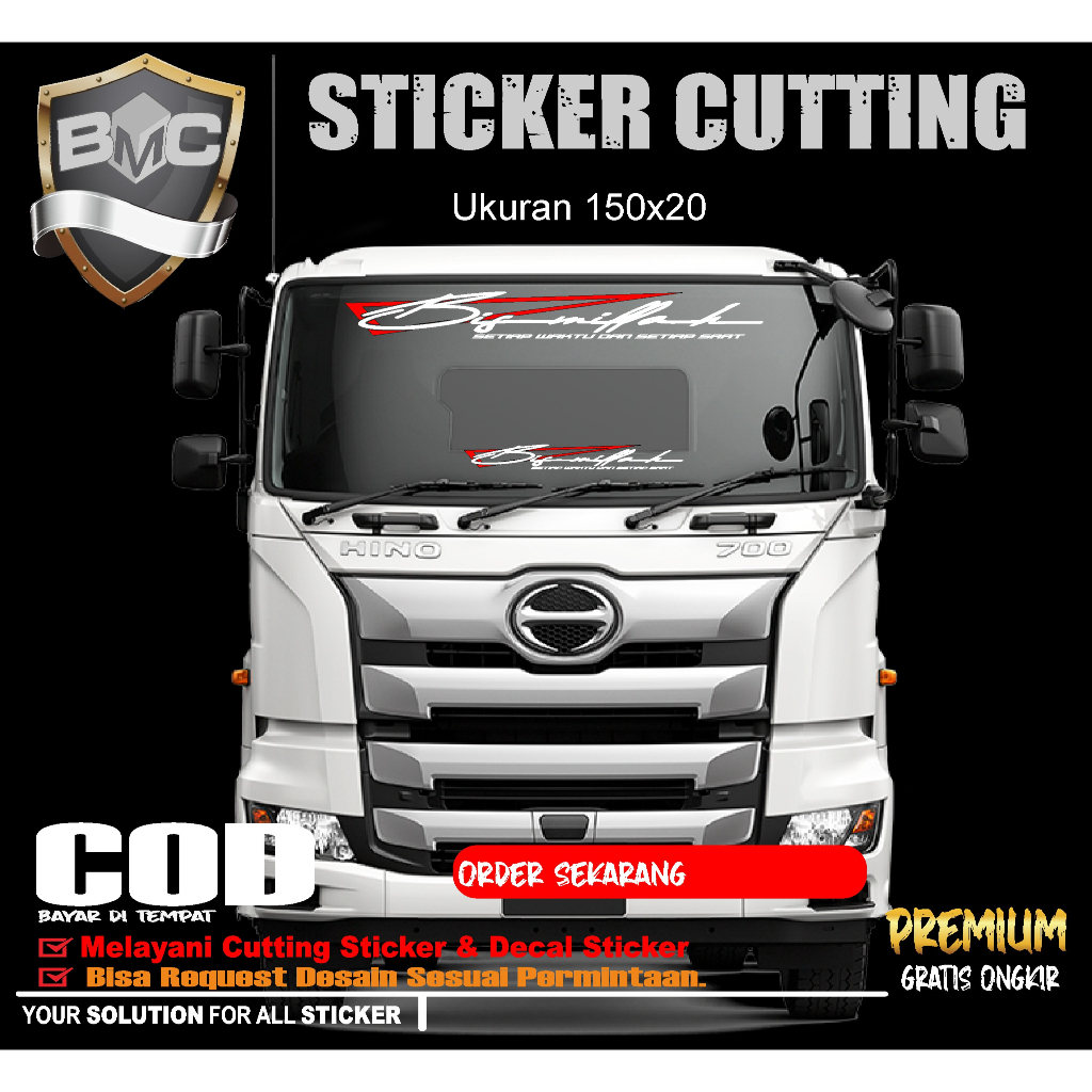 STICKER CUTTING KACA DEPAN TRUCK/STIKER VARIASI KACA TRUCK DESIGN BISMILLAH NEW