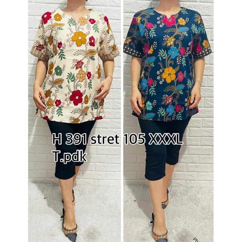 BLOUSE BATIK ATASAN WANITA JUMBO LENGAN PENDEK