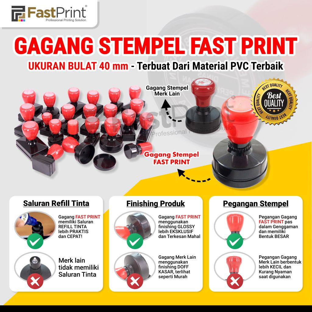 D40 - Fast Print Gagang Stempel Flash 40 MM Bulat