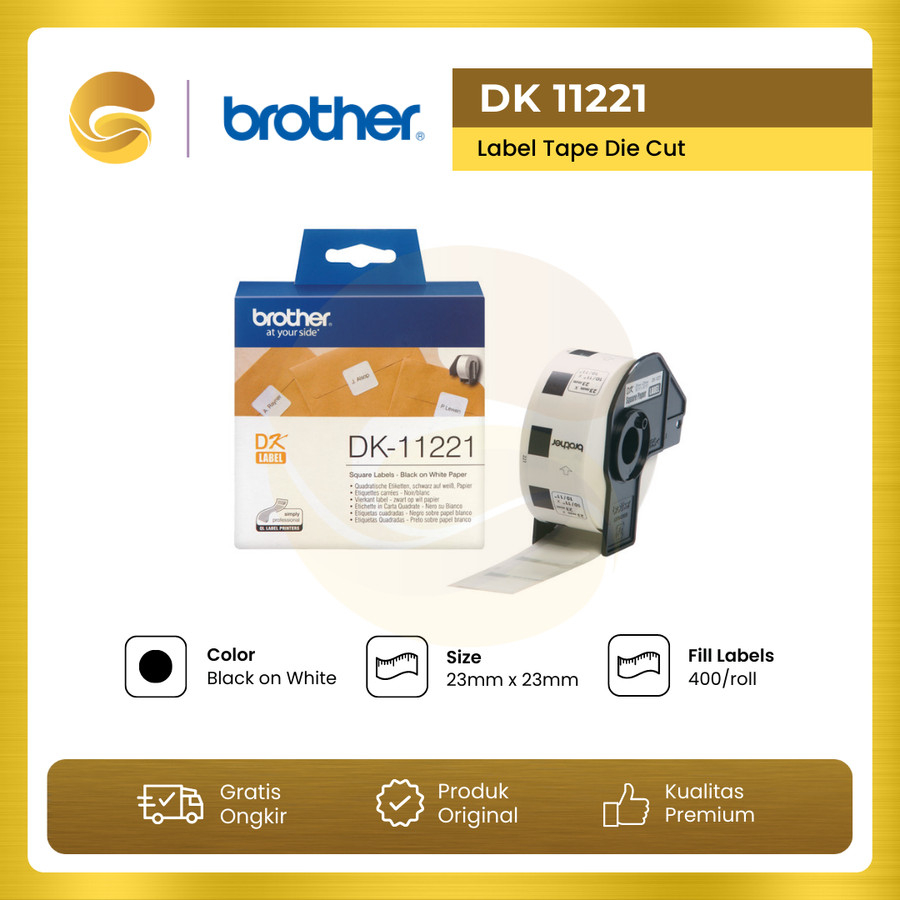 

BROTHER Label Tape DK 11221 Die Cut Square Label DK11221 23mm x 23mm