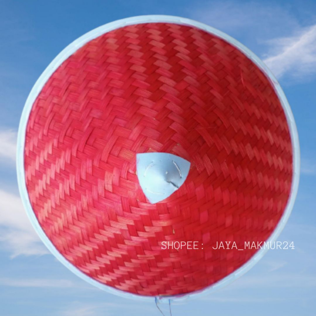 Caping Warna Merah / Caping Bambu Petani