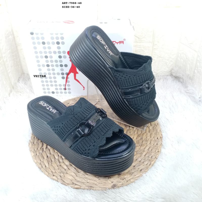 sandal wedges wanita import sofiya 7988-48