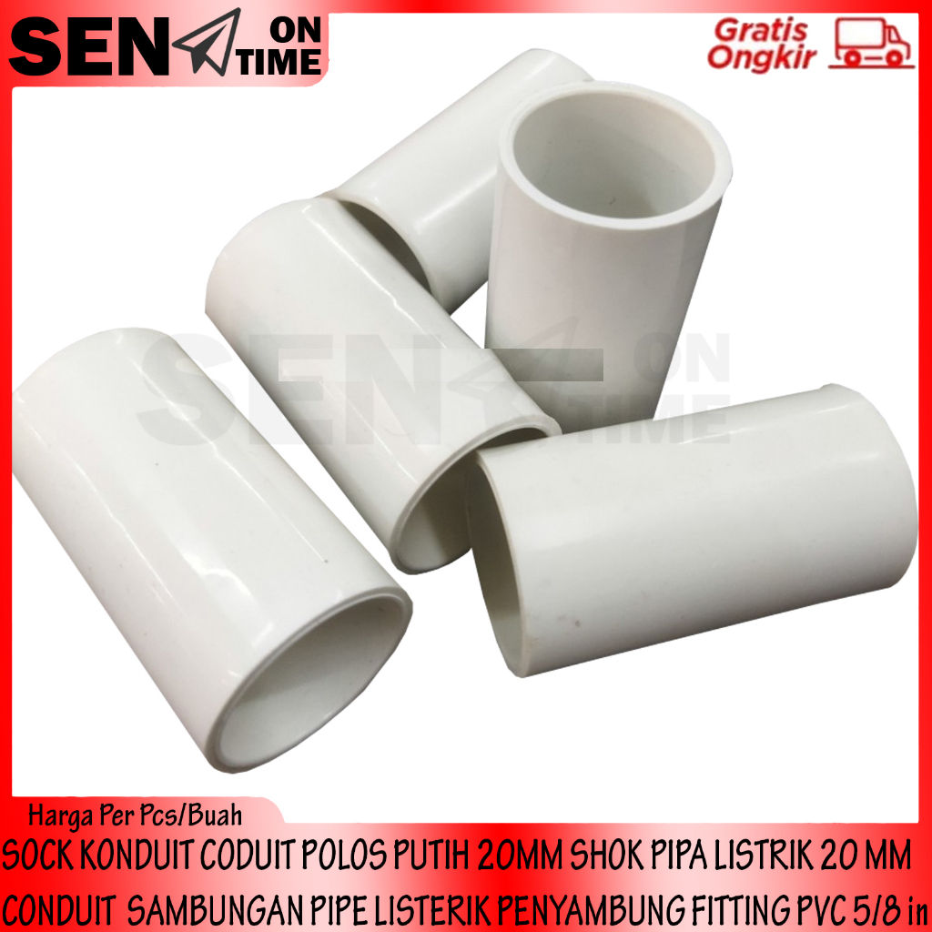SOCKET KONDUIT POLOS PUTIH 20MM SHOK PIPA LISTRIK 20 MM SOK CONDUIT SOCK CODUIT SOKET SAMBUNGAN PIPE