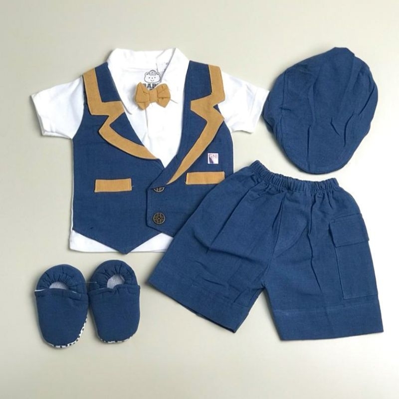 Baju Bayi Laki Laki 0 6 bulan rompi set cowok