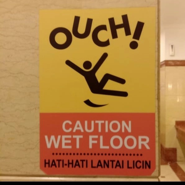 

Sign Stiker Ouch Caution Wet Floor Stiker Hati Hati Lantai Licin Sticker Rambu