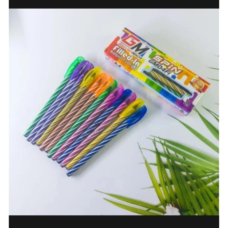 

1 Box 12 pcs Pulpen Lilin Spiral GM Spin grosir murah