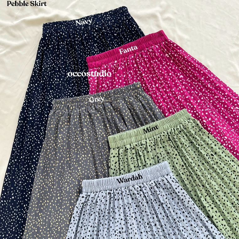 	 PEBBLE SKIRT - ROK PLISKET MOTIF BAHAN HYGET PREMIUM	