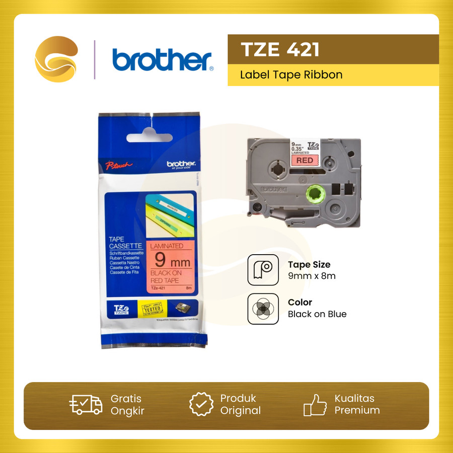 

BROTHER Label Tape TZE 421 9mm Black On Red
