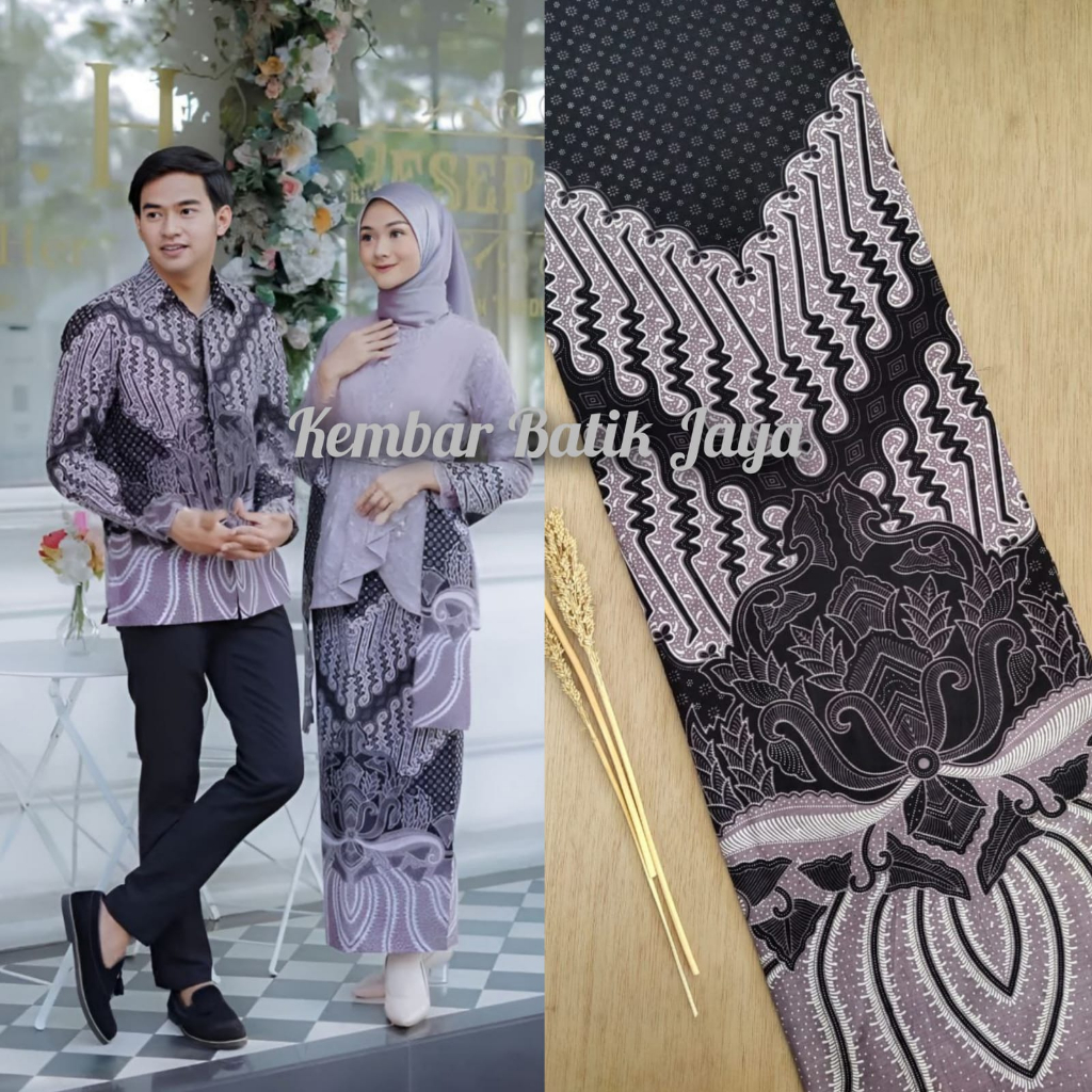 Kain batik printing motif krispatih ungu batik Pekalongan bahan kemeja