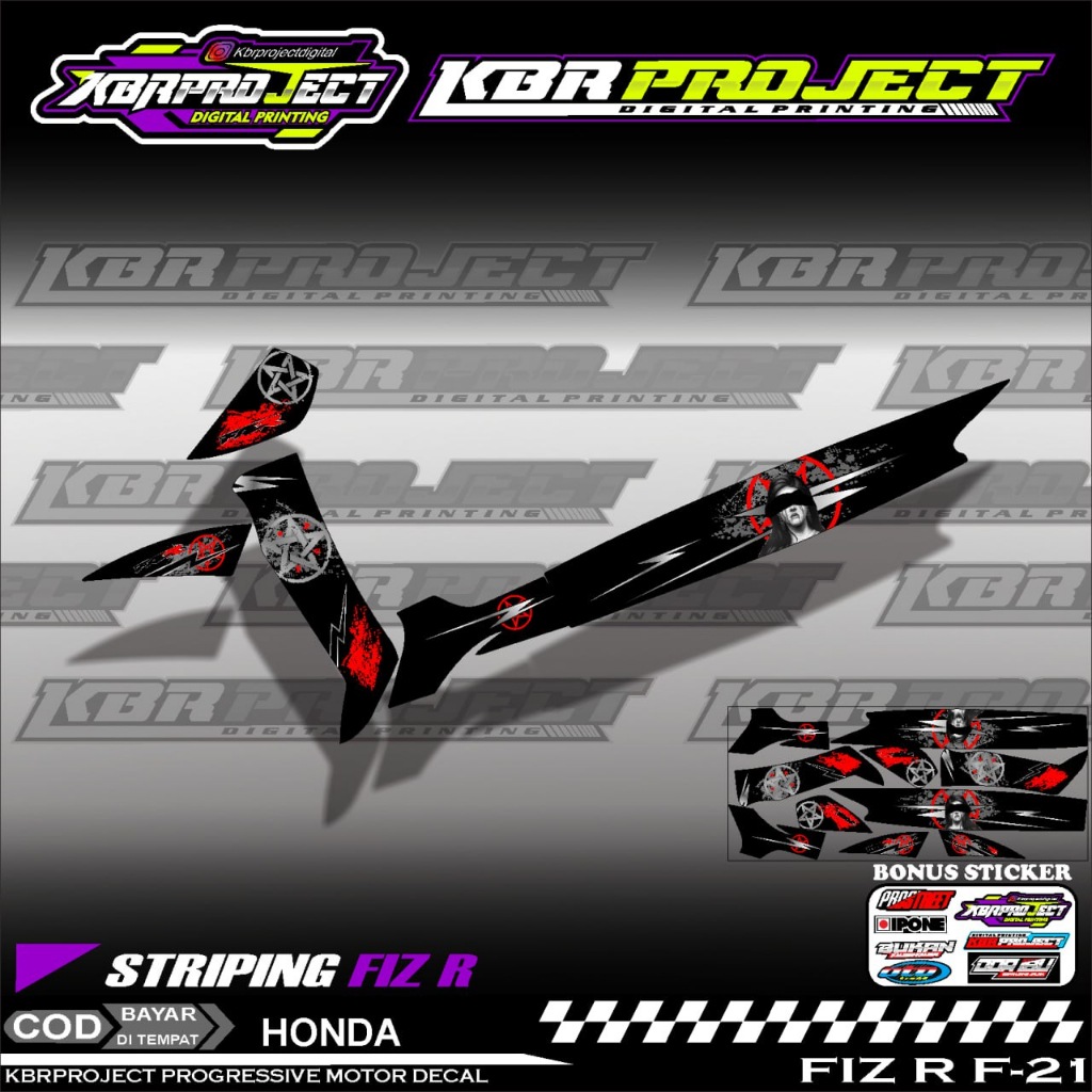 FIZ R STIKER STRIPING PREMIUN MOTOR KEREN LIS VARIASI YAMAHA F.21 HOLOGRAM DAN TRANSPARAN UV COD
