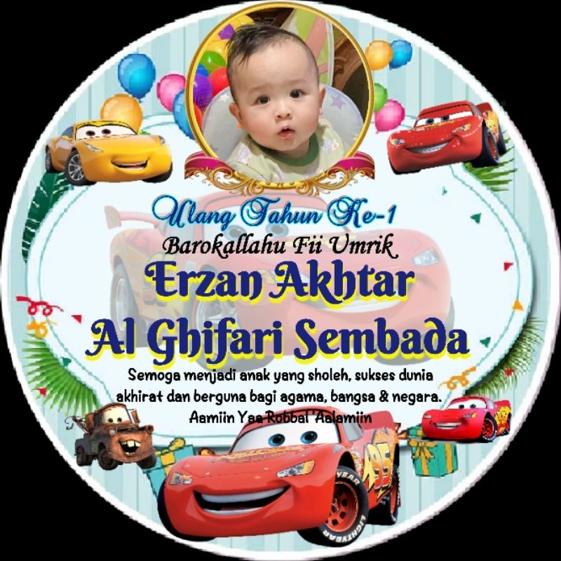 

STIKER LABEL TUMPENG MINI UNTU BINGKISAN ULANG TAHUN TEMA CARS MC QUEN