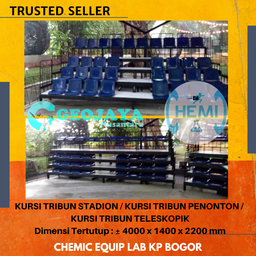 KURSI TRIBUN STADION / KURSI TRIBUN PENONTON / KURSI TRIBUN TELESKOPIK Dimensi Tertutup : ± 4000 x 1