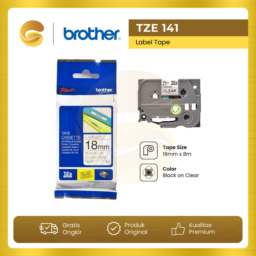

BROTHER Label Tape TZE 141 18mm Black On Clear