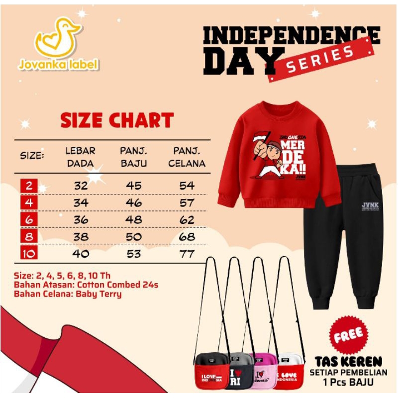 SET INDEPENDENCE DAY SERIES FREE TAS KEREN by jovanka label