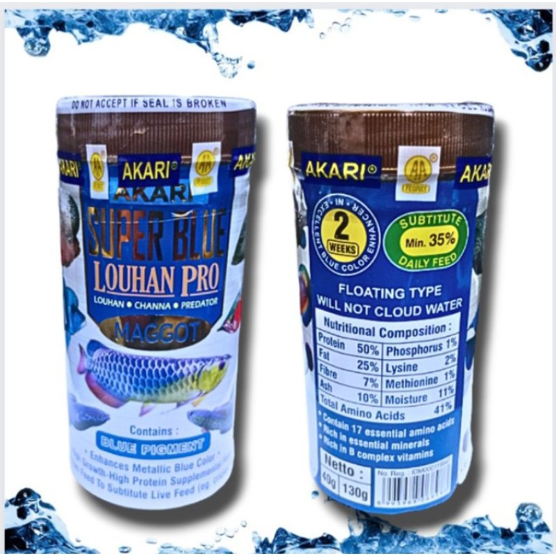 Makanan Ikan Louhan Channa Predator AKARI SUPER BLUE LOUHAN PRO MAGGOT 40GR
