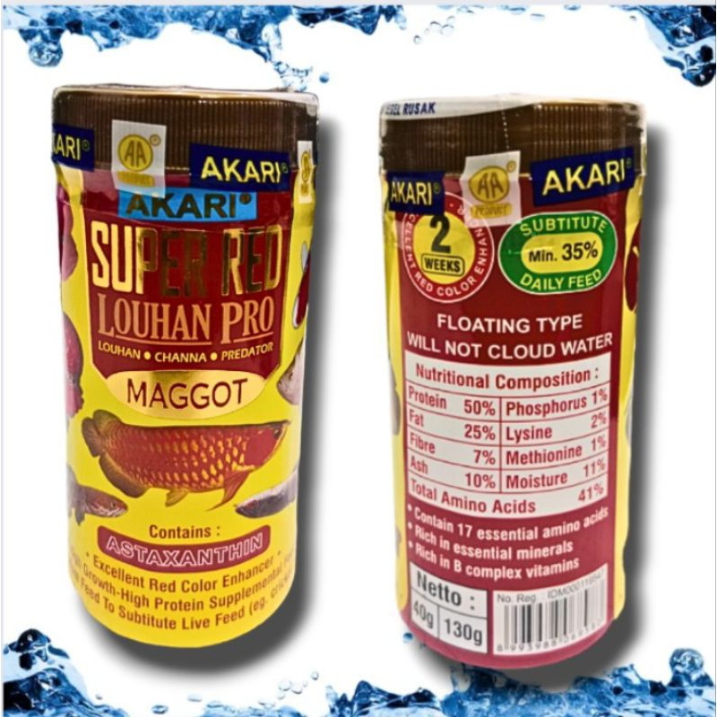 Makanan Ikan Louhan Channa Predator AA SUPER RED LOUHAN PRO MAGGOT 40GR