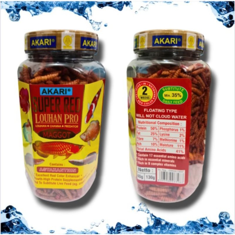 Makanan Ikan Louhan Channa Predator AKARI SUPER RED LOUHAN PRO MAGGOT 130GR