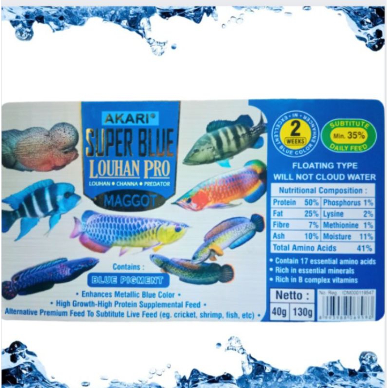 Makanan Ikan Louhan Channa Predator AKARI SUPER BLUE LOUHAN PRO MAGGOT 40GR