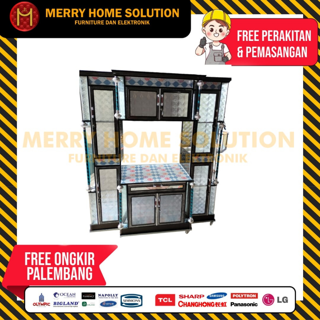 Lemari hias aluminium + meja tv / lemari hias ruang tamu mewah