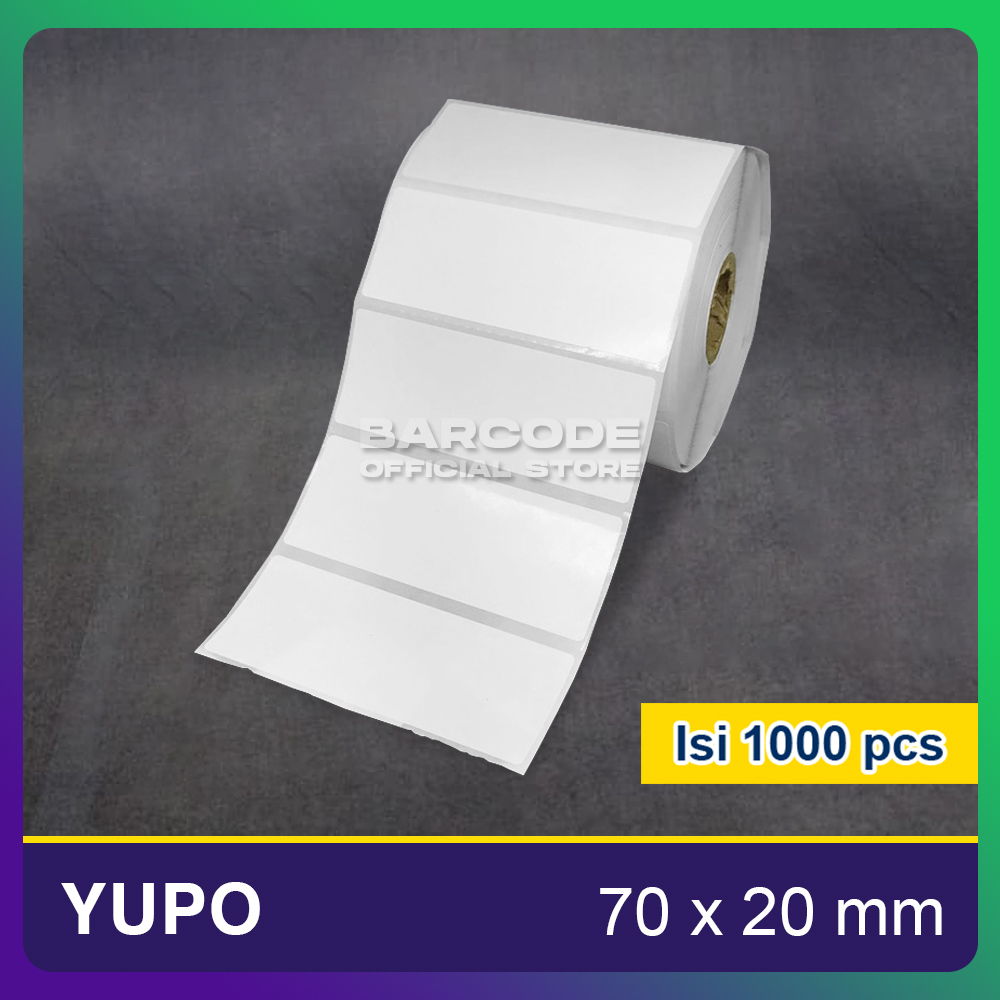 

Label Sticker Yupo 70x20mm / 70 x 20 / 70x20 mm 1 Line Isi 1000 Pcs