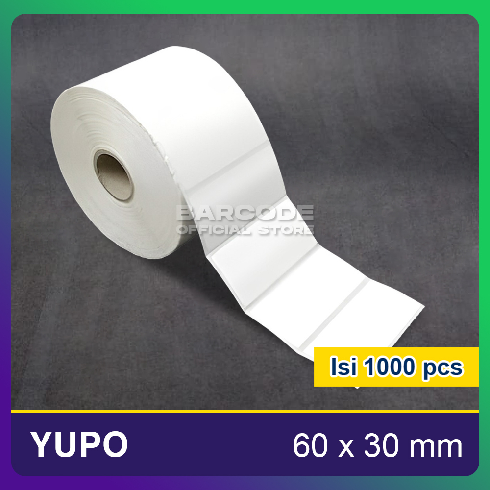 

Kertas Label Stiker Barcode Yupo 60 x 30 / 60x30 / 60x30mm 1 Line Isi 1000Pcs