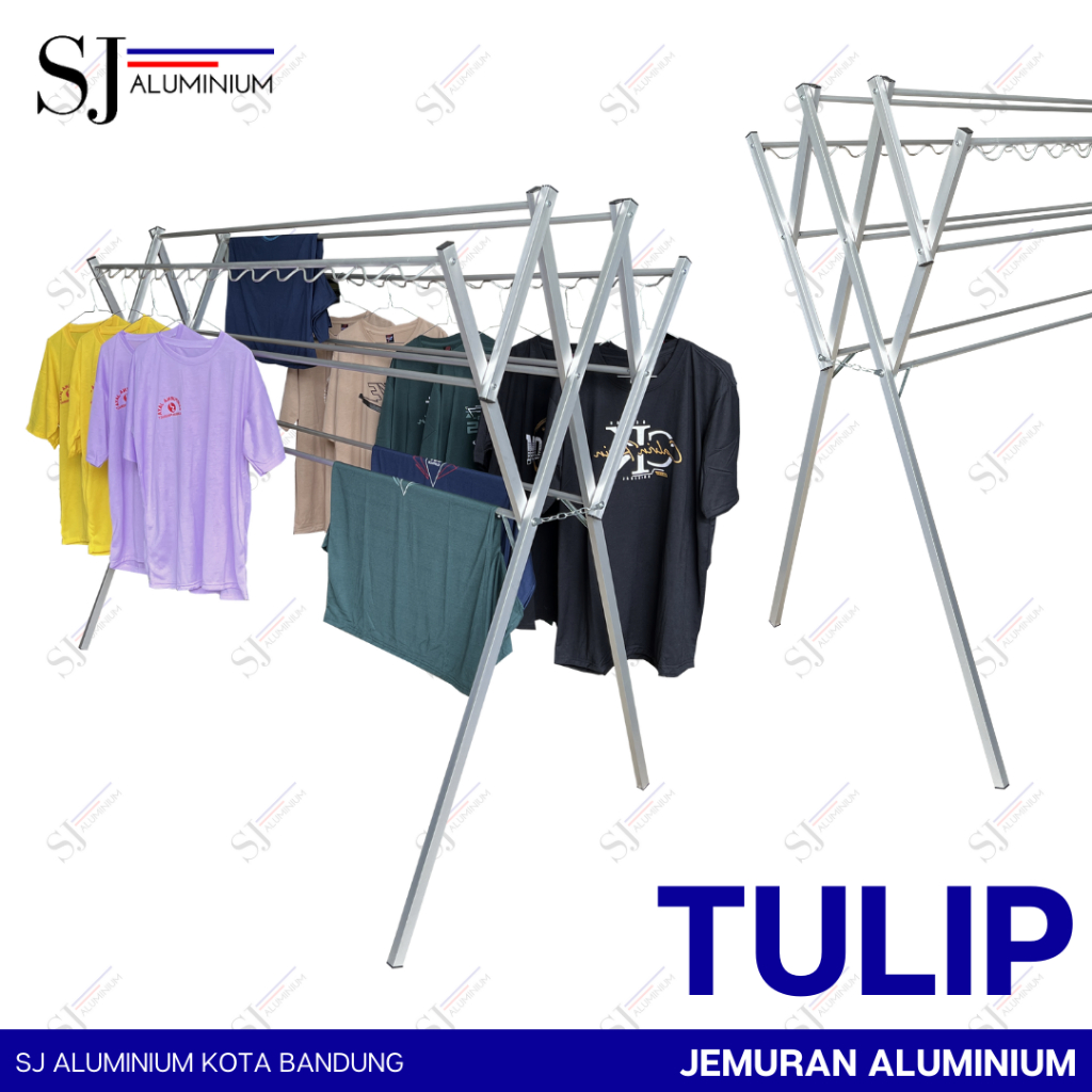 TULIP - Jemuran Aluminium Jumbo 180 CM / Jemuran Pakaian / Jemuran Baju / Rak Handuk - Tahan Beban 2