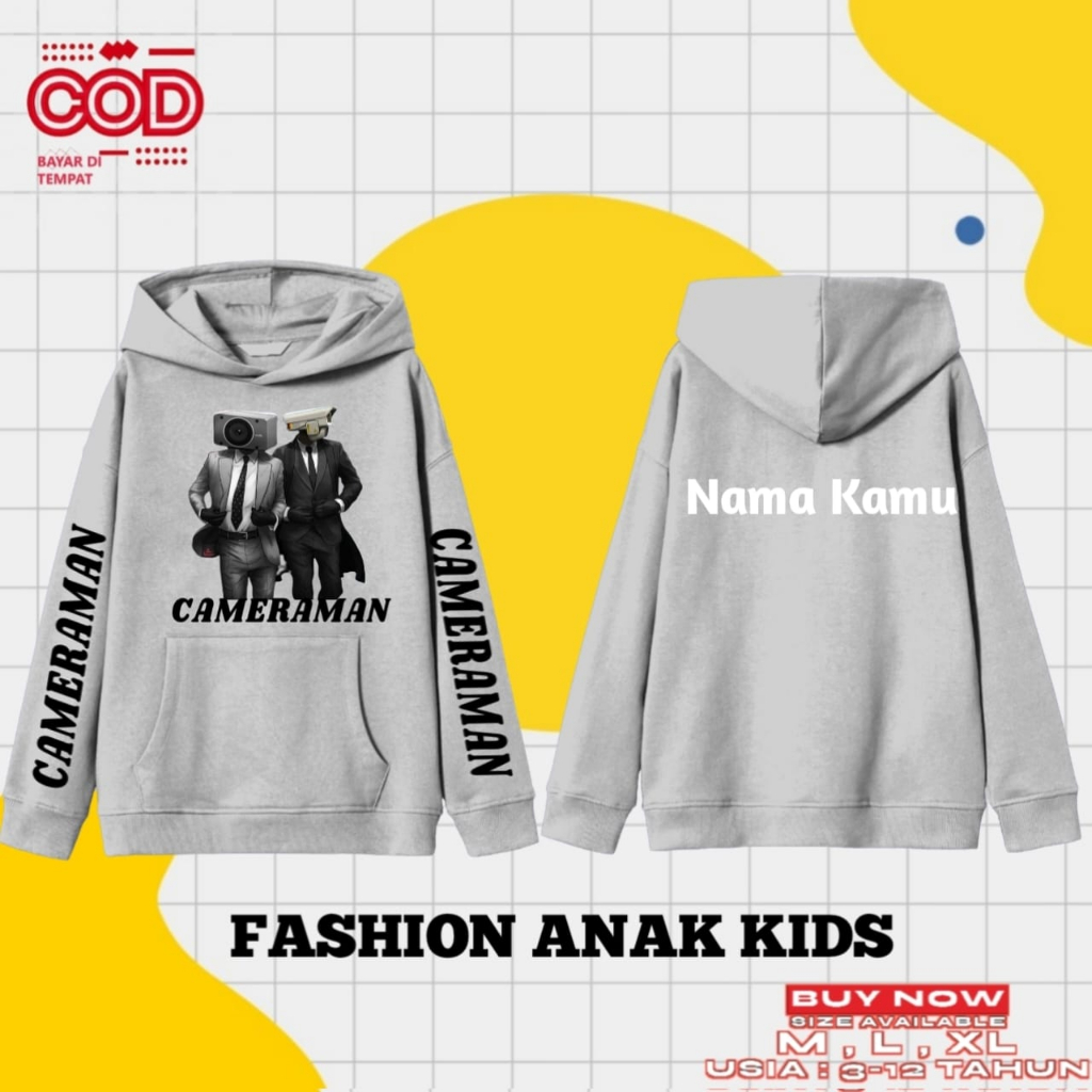 (BISA COD) Jaket Hoodie Anak Cameraman Boss / Jaket  Cameraman Boss Free Namaa
