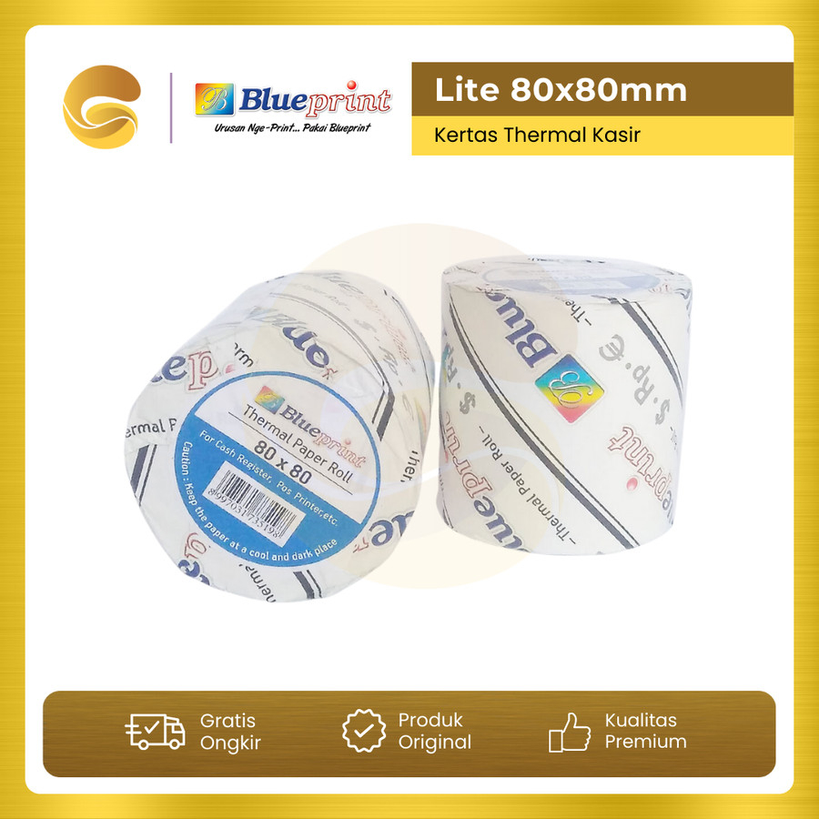 

BLUEPRINT Kertas Thermal 80X80 Printer thermal roll 80 X 80 mm Lite (5 roll)