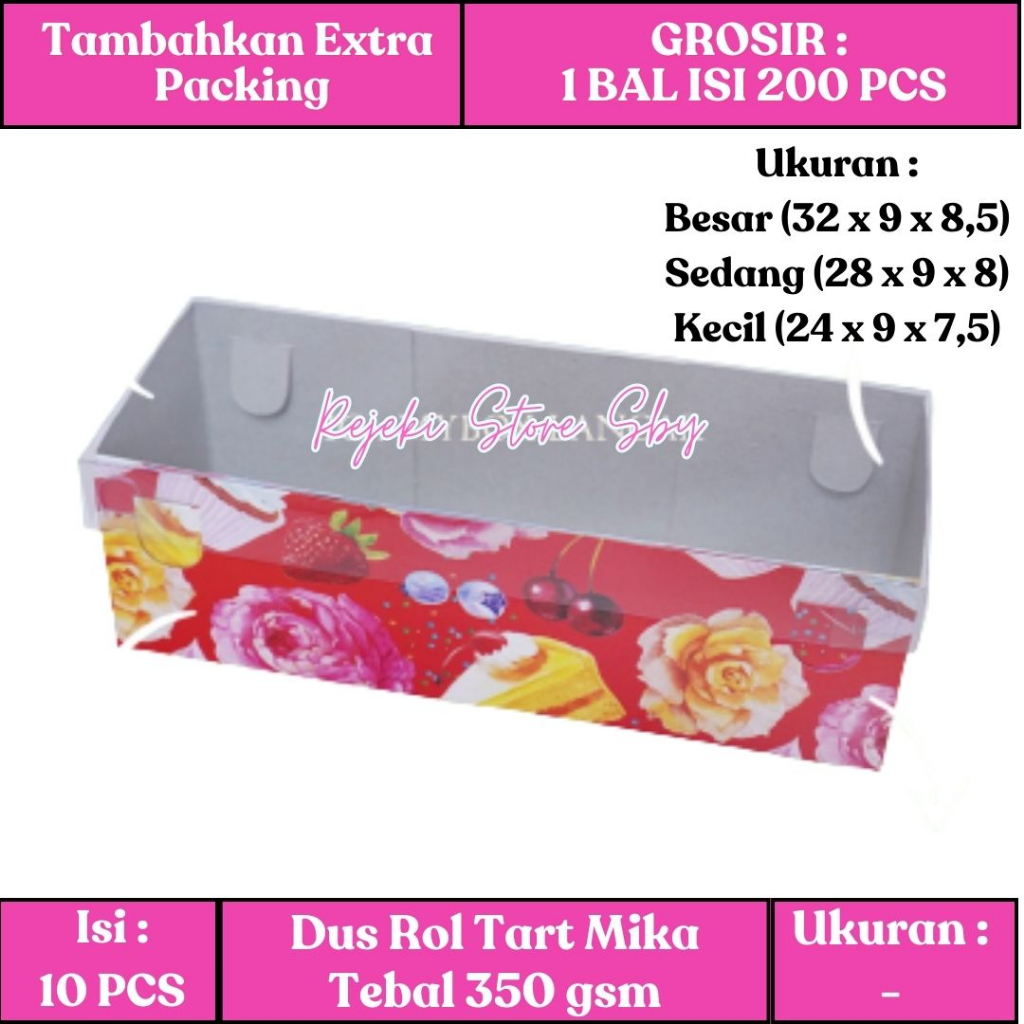 

(10 PCS) Dus Kue Rol Tart Mika Kecil / Sedang / Besar | Box Kotak Kue