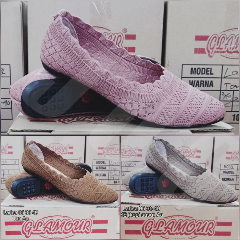 GLAMOUR LARISA-- Sepatu Flat Rajut Wanita Original Import