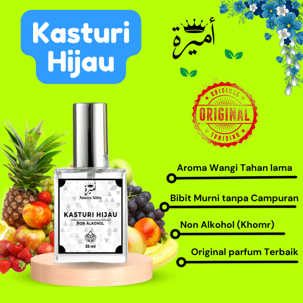 Parfum Kasturi Hijau - Minyak Wangi Arab NON ALKOHOL - Bibit Parfum Asli - Parfum Sholat