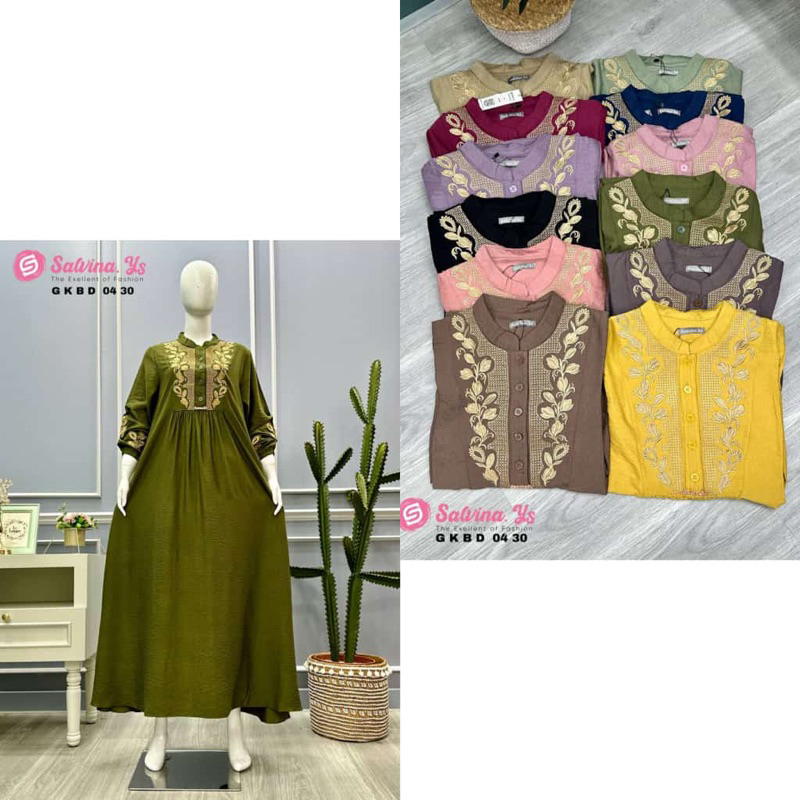 SALE gamis linen krinkel katun bordir dada salvina ys