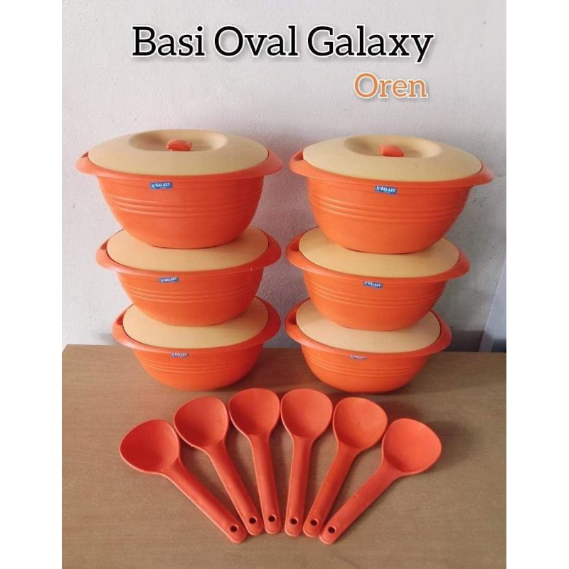 PRASMANAN GALAXY OVAL WARNA PINK HIJAU ORANGE / PRASMANAN SET BAHAN PLASTIK + TUTUP + SENDOK / CENTO