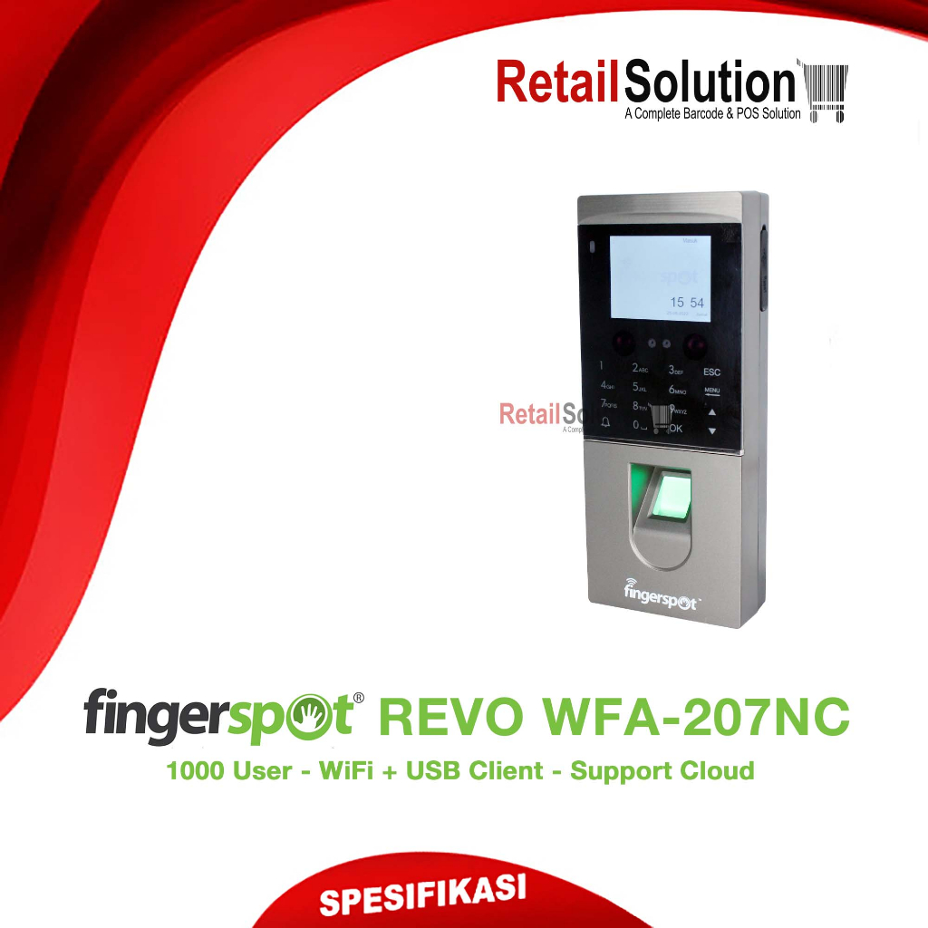 Mesin Absensi Fingerprint Wajah - Fingerspot Revo WFA207NC WFA-207NC