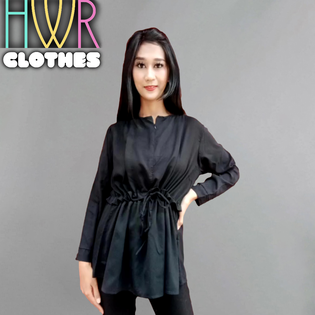 Tunik Wanita Crinkle Airflow Merupakan Atasan Kameja Cardigan Baju Blouse Polos Fashion Muslim Denga
