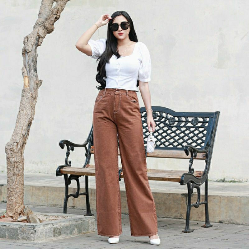 LOOSE PANTS JEANS KULOT/KULOT HIGHWAIST LOOSE KOREAN JEANS