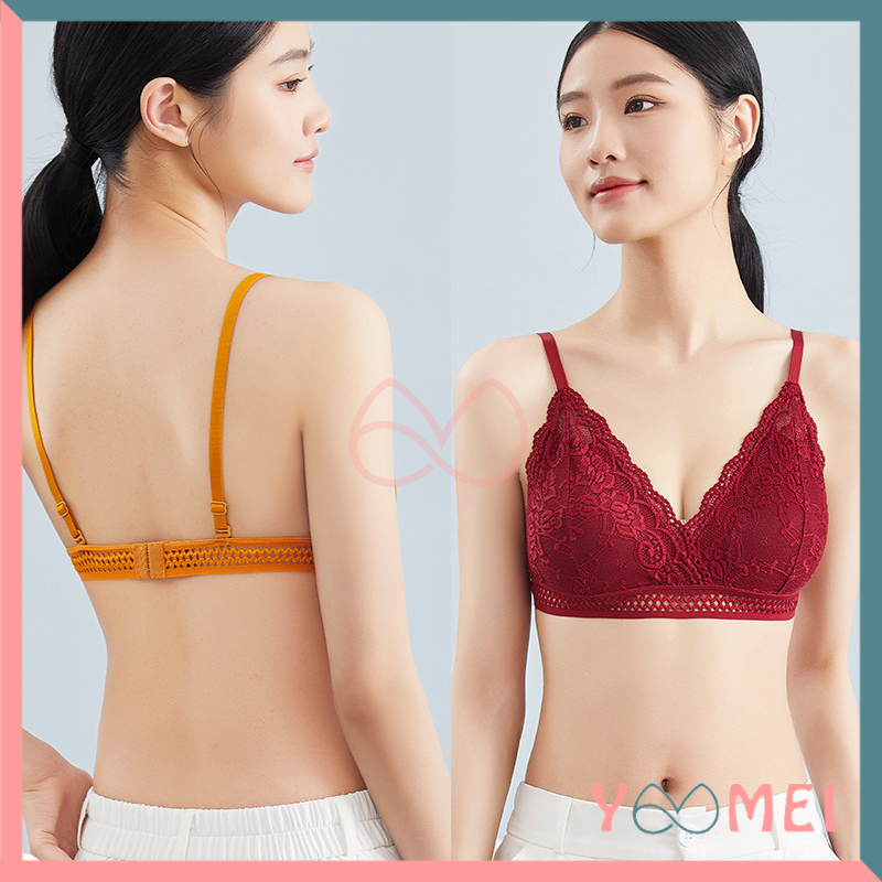 YOOMEI Bra Wanita Tanpa Kawat Bahan Halus Pakaian Dalam bralette Push Up Elastis Sexy