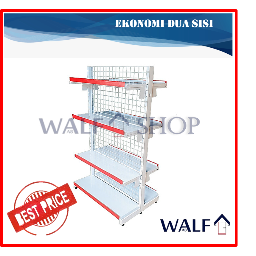 rak minimarket double dua sisi rak gondola | ekonomi