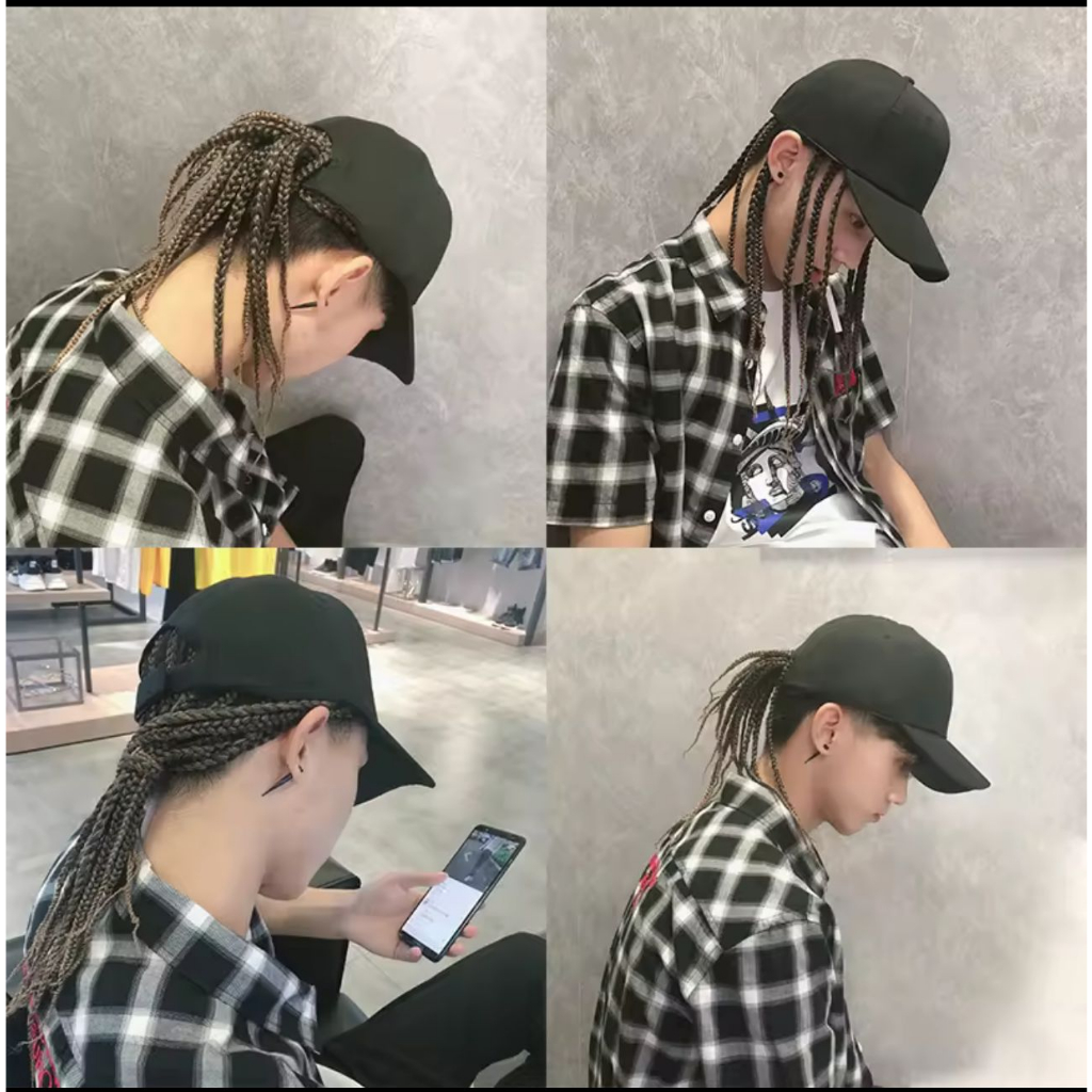 Wig topi pria kepang banyak