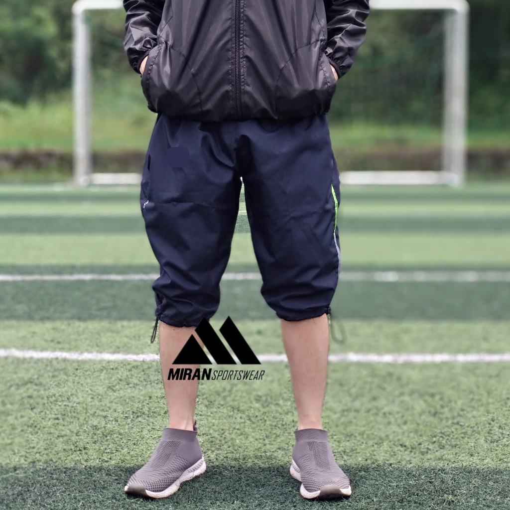 Parasut Olahraga Pria Celana Parasut Olahraga Pria Wanita 3/4 Selutut Saku Resleting Training Sport 