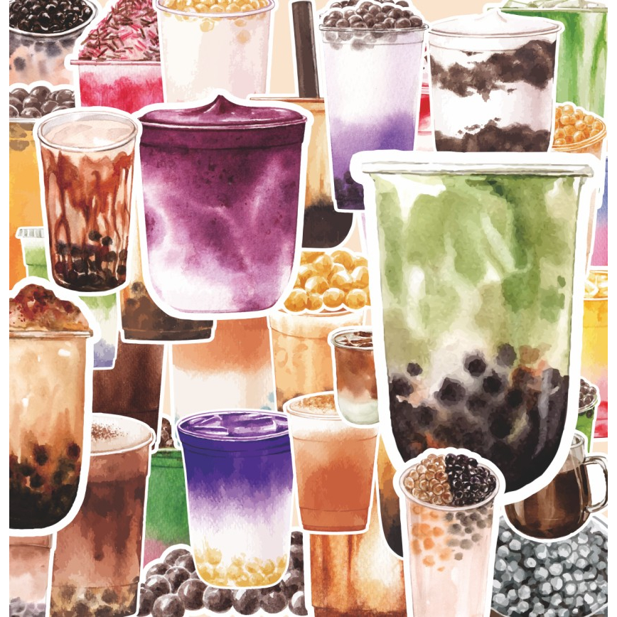 

(20 pcs) random/ stiker BUBBLE TEA-watercolor/stiker kartun lucu/random/murah/stiker satuan/murah/random/stiker satuan