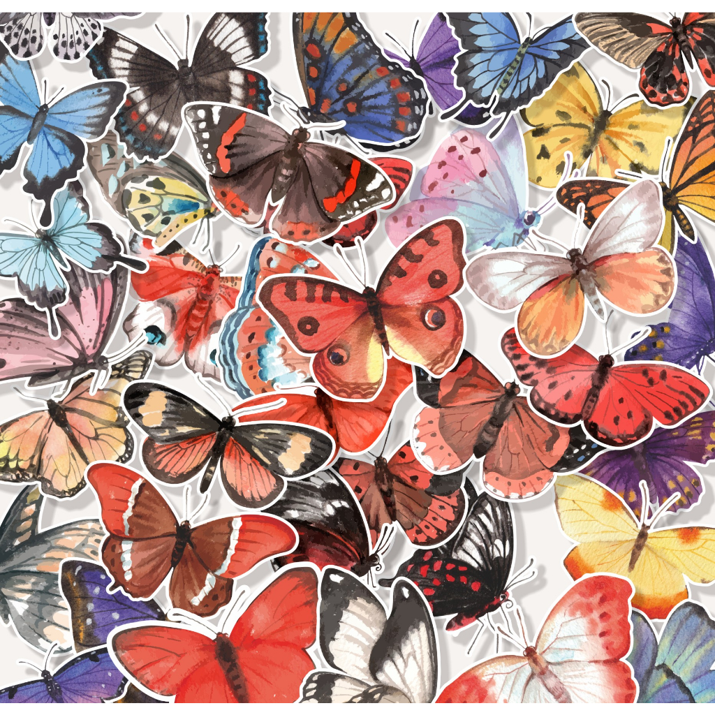 

(20 pcs) stiker BUTTERFLY-watercolor/stiker kartun lucu/random/murah/stiker satuan/murah/random/scrabbook/satuan