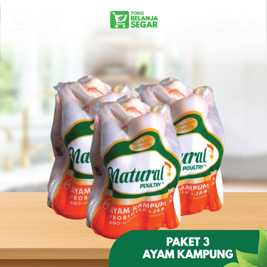 

Paket 3 Ayam Kampung (750-850 gram) - Natural Poultry