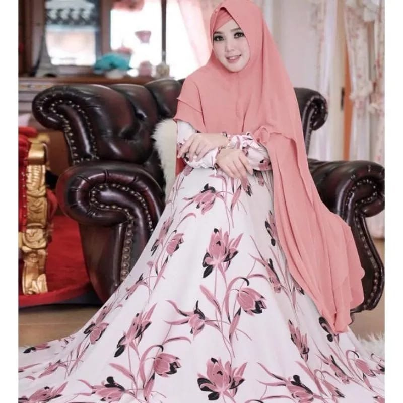 Gamis Set Khimar.Arista Navy Pasti Promo